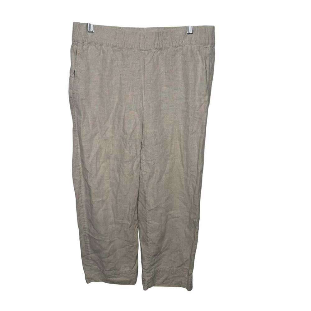 J. Jill Pure Jill Linen Pants Women’s‎ Small Beige Elastic Waist Straight Leg